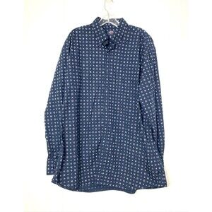 Paul & Shark Yachting Button Down Shirt Men's Size XXL Blue Diamond Print Long
